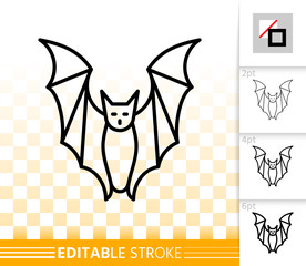 Bat halloween simple black line vector icon