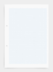 Graph paper sheet background with blue pattern area for creative and design. Vector.