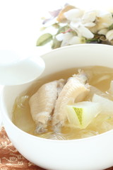 Chinese food, winter melon and chicken wing  soup