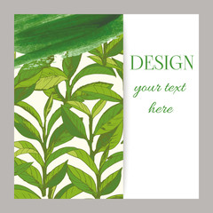 banner design with tea leaves hand-drawn - 232462254