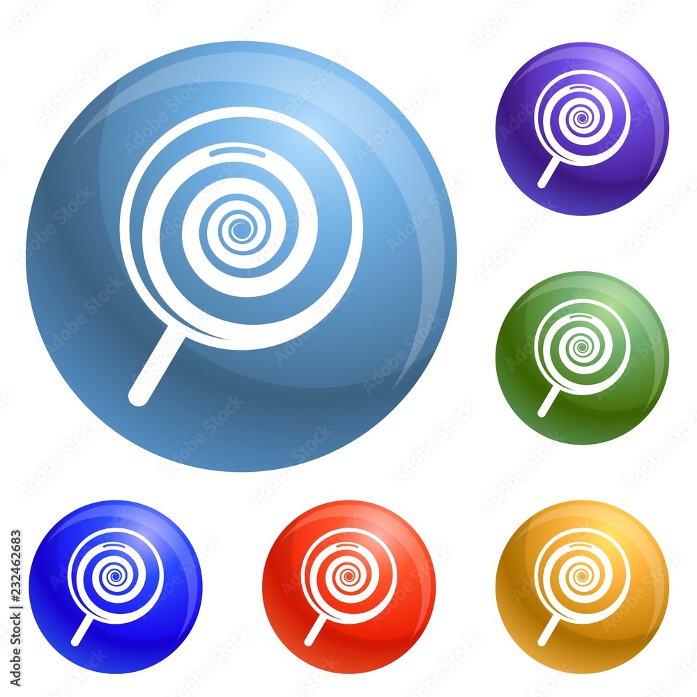Poster swirl lollipop icons set vector 6 color isolated on white background