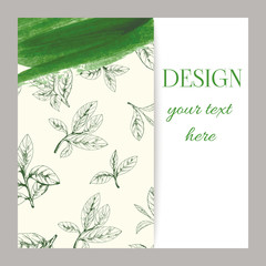 banner design with tea leaves hand-drawn - 232462624