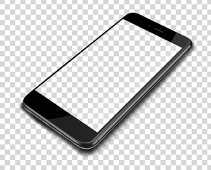 Realistic smart phone on transparent background.