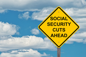 Social Security Cuts Ahead Caution Sign With Blue Sky Background