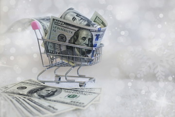 money in the form of dollar
Dollars in the shopping basket - 232463685