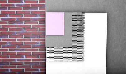 Layered brick wall thermal insulation concept on white background - 3d illustration