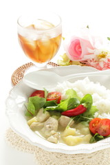 Homemade Thai cuisine, chicken green curry