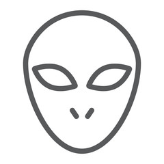 Fototapeta premium Alien line icon, space and character, humanoid sign, vector graphics, a linear pattern on a white background.