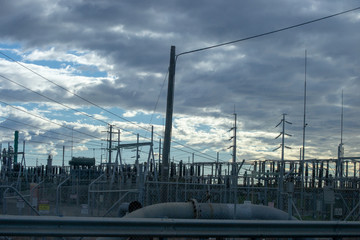 Obraz premium Electricicty instalation at sunset