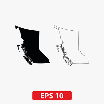 Map of British Columbia, Canada. Vector