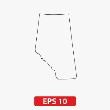 Map Of Alberta, Canada. Vector