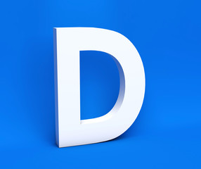 Obraz premium White symbol D on a blue background. 3D Render