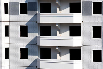 Unpopulated multi-storey residential building of brick