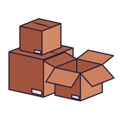 cardboard boxes isolated icon