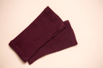Wool Knitted without fingers Gloves burgundy colors