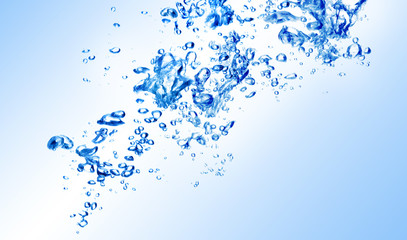 Clean blue water and air bubbles isolated 