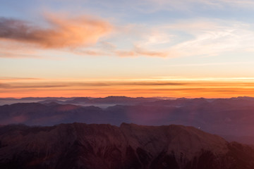 Fototapeta premium Sunrise. Sunset in the mountains