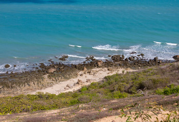 Jericoacoara, Aerial view Malhada Beach -Natural aquariums. ROUTE HOLED STONE