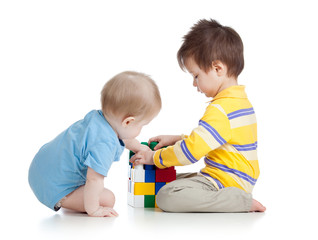 kids boys playing with toys together