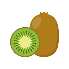 Kiwi, whole fruit and half.