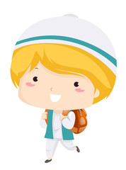 Kid Boy Muslim School Illustration