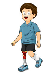 Kid Boy Prosthetic Leg Illustration