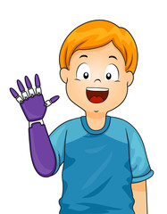 Kid Boy Prosthetic Arm Illustration