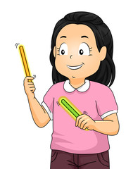 Kid Girl Glow Sticks Illustration