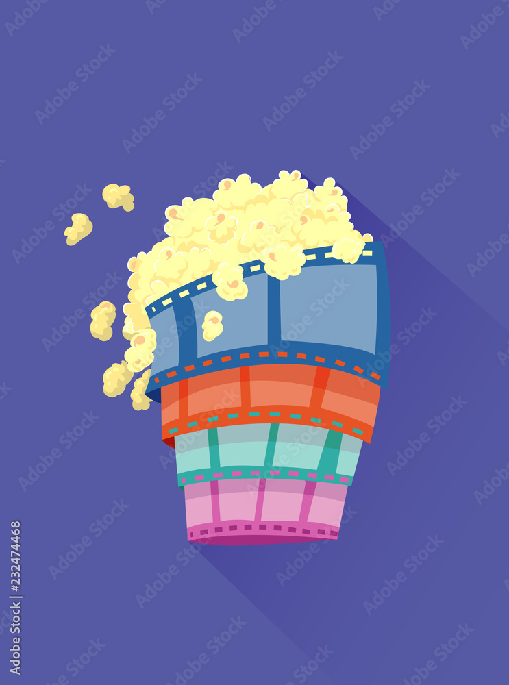 Wall mural Film Watching Popcorn Illustration