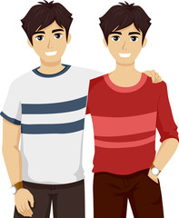 Teens Guys Twin Illustration