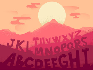 Alphabet Landscape Sun Illustration
