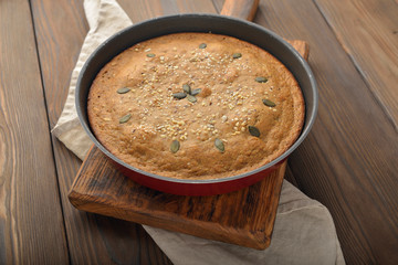 pecan pie kind of at an angle of 45