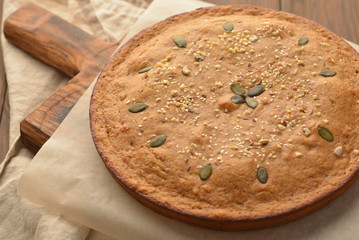 pecan pie kind of at an angle of 45