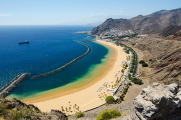 Aerial view of the beautiful artificial beach 