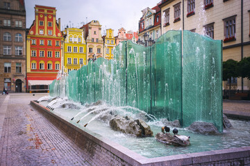 Obraz premium Central market square in Wroclaw, Poland