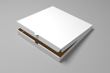 Blank 3D rendering pizza box mock up template.