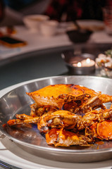 Large fried crab with chili sauce, Famous Singaporean recipe