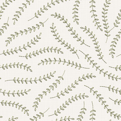 Fototapeta premium Embroidery floral seamless pattern on linen cloth texture