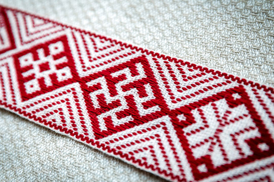 national symbols of Latvia - closeup of Lielvarde belt