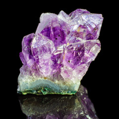 Natural amethyst druze on a black background