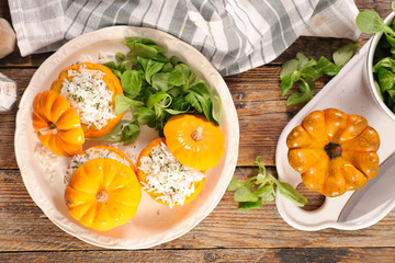 stuffed pumpkin and salad