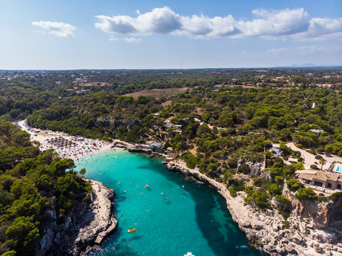 Spain, Balearic Islands, Mallorca, Aerial view of Cala Llombards