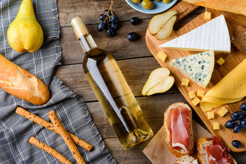 Bottle and ingredients for meal