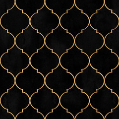 Velvet black watercolor moroccan vintage decorative seamless pattern