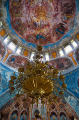 Fototapeta na wymiar Myshkin, Russia - July 8, 2013: The interior of the old Cathedral of St. Nicholas in the ancient Russian city