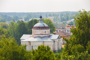 Myshkin, Russia - July 8, 2013: Cathedral of St. Nicholas in the old Russian city of Myshkin on the Volga River