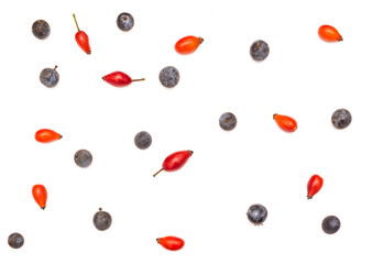 Autumn composition. Composition  pattern made of autumn fruits on white background