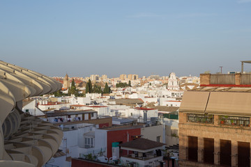 View from the Metropol Parasol over the rooftops of Seville onto the cathedral