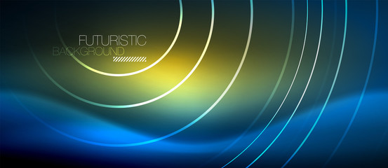 Neon glowing circles background