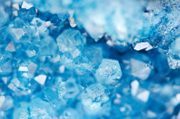 Beautiful texture of Blue crystals. mineral its blurred natural background. Winter Beautiful...